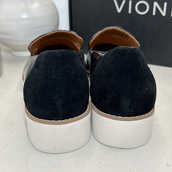 Vionic Kensley Patent Leather Slip On Loafers Black White Sole Women's 9 NWB - Picture 5 of 8